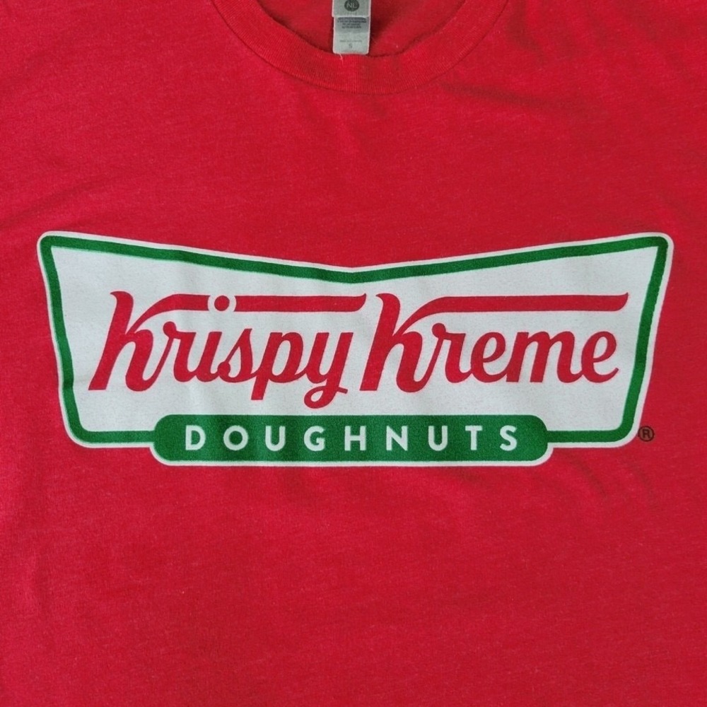 Women's Krispy Kreme Red Short Sleeve Crew Neck Logo Tee Size S Cotton Blend - Picture 2 of 7